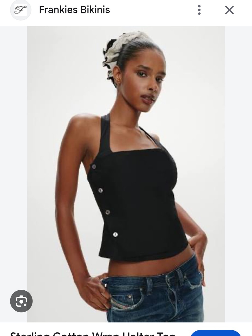 Frankie's Bikinis Black Sterling Halter Tank Top M NWT